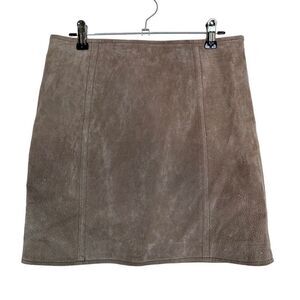 Blank NYC Nordstrom Tan Suede Leather Mini Skirt Waist 28” Boho Chic Zip Closure